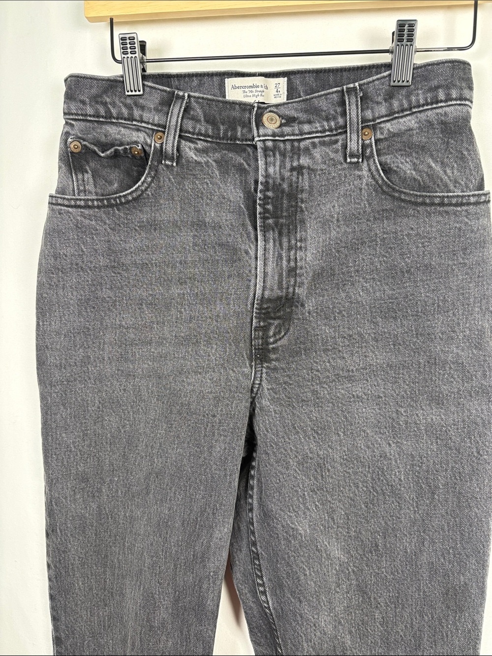 ABERCROMBIE & Fitch Curve Love The '90's Straight Ultra High Rise Black 27/4R - Picture 5 of 7